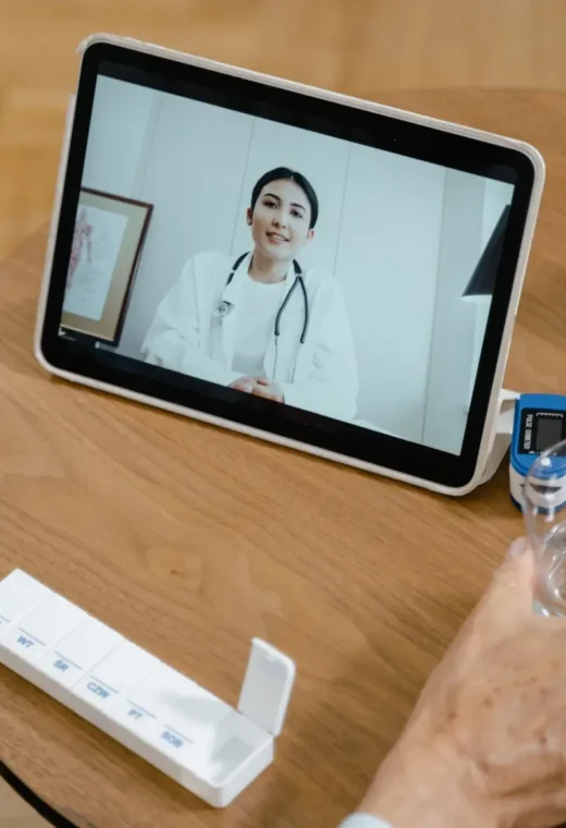 a patient communicating with their doctor via skype, illustrating the rise of virtual healthcare