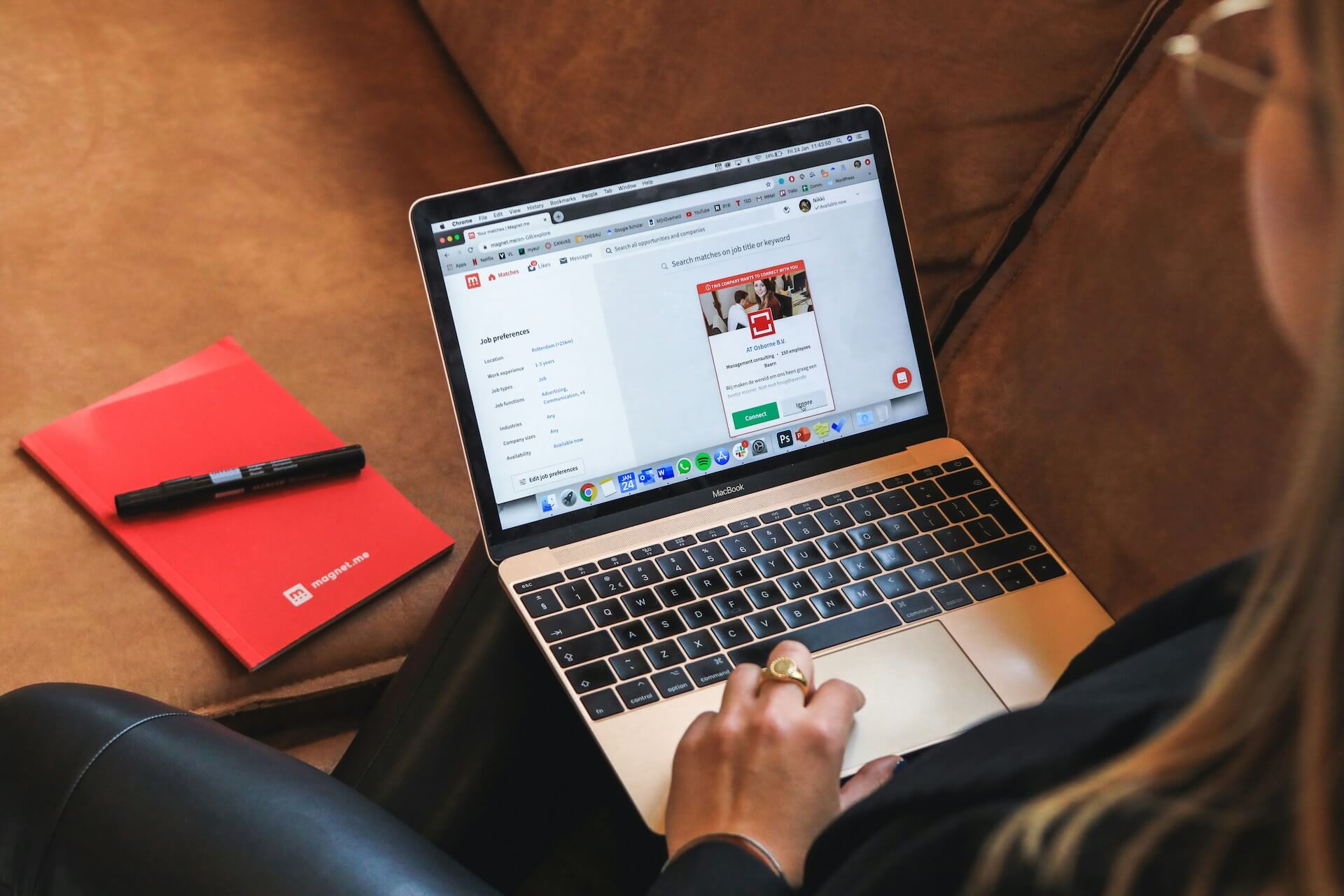 image of a person applying for a job on a laptop