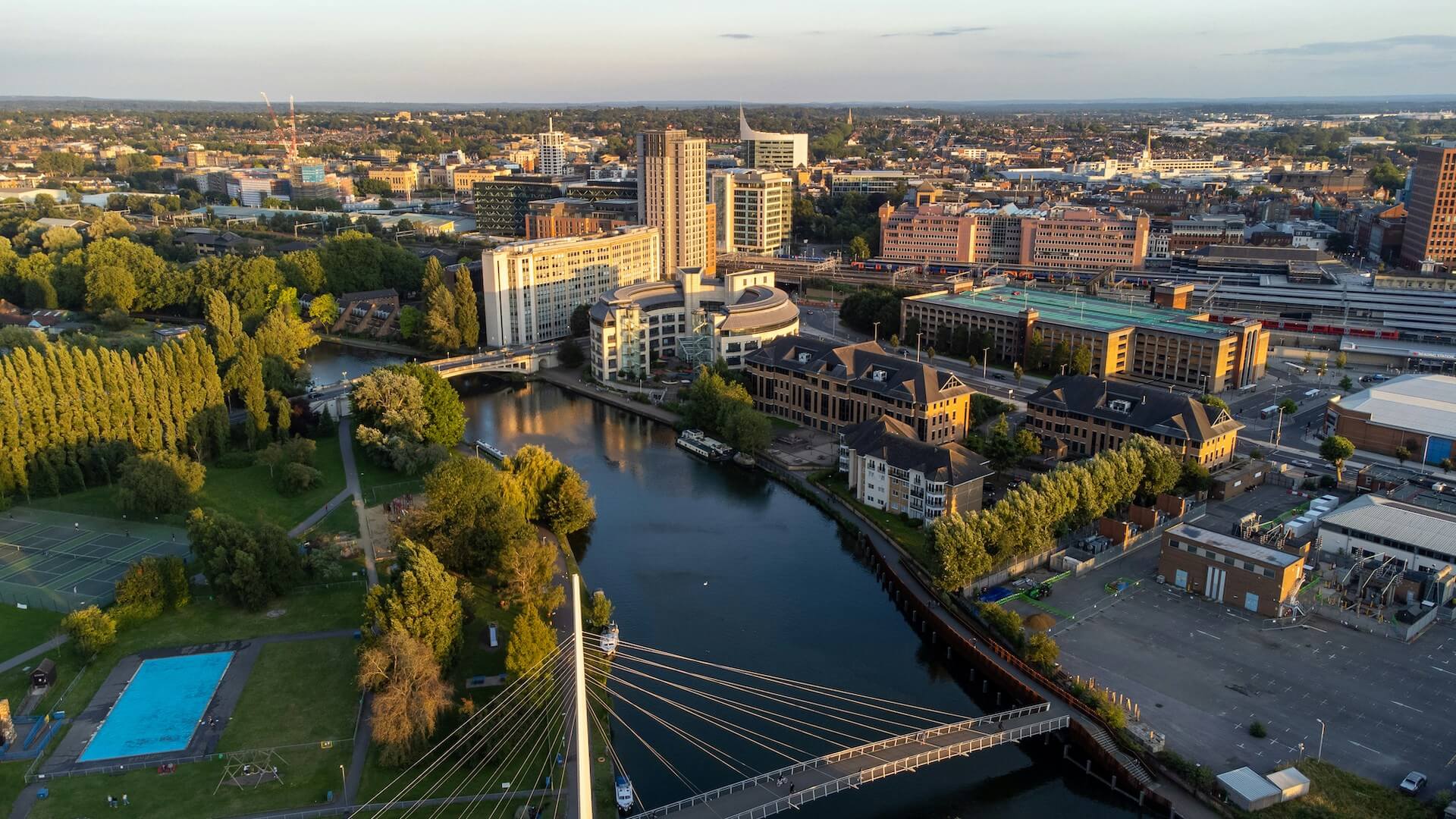 aerial image of reading for the reading healthcare staffing page